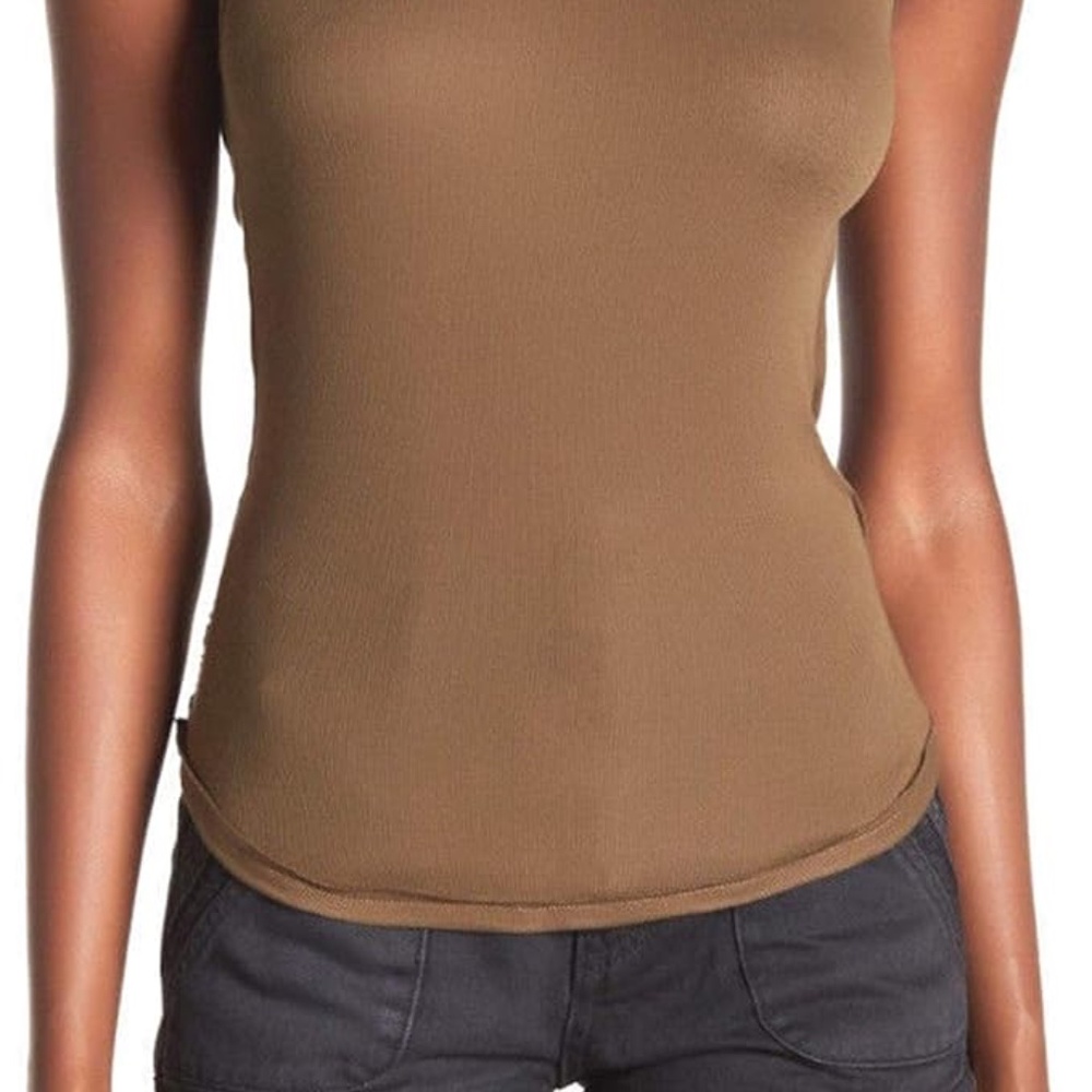 Free People Olive Green Open Back Muscle Tee, Size SP
